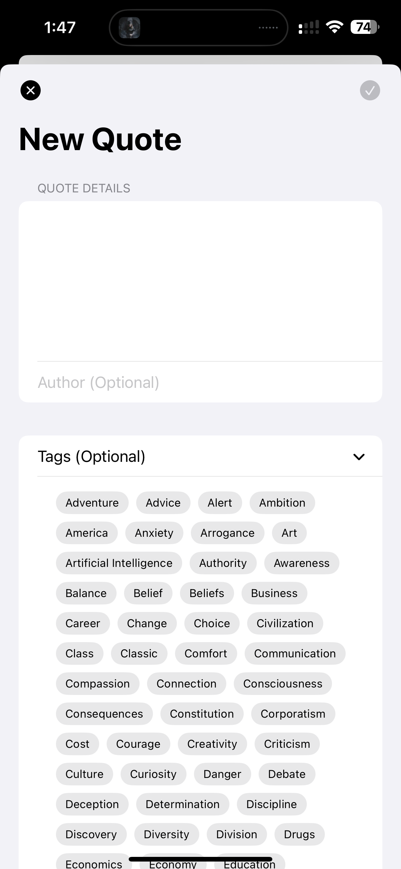 QuoteStash screenshot: quote detail